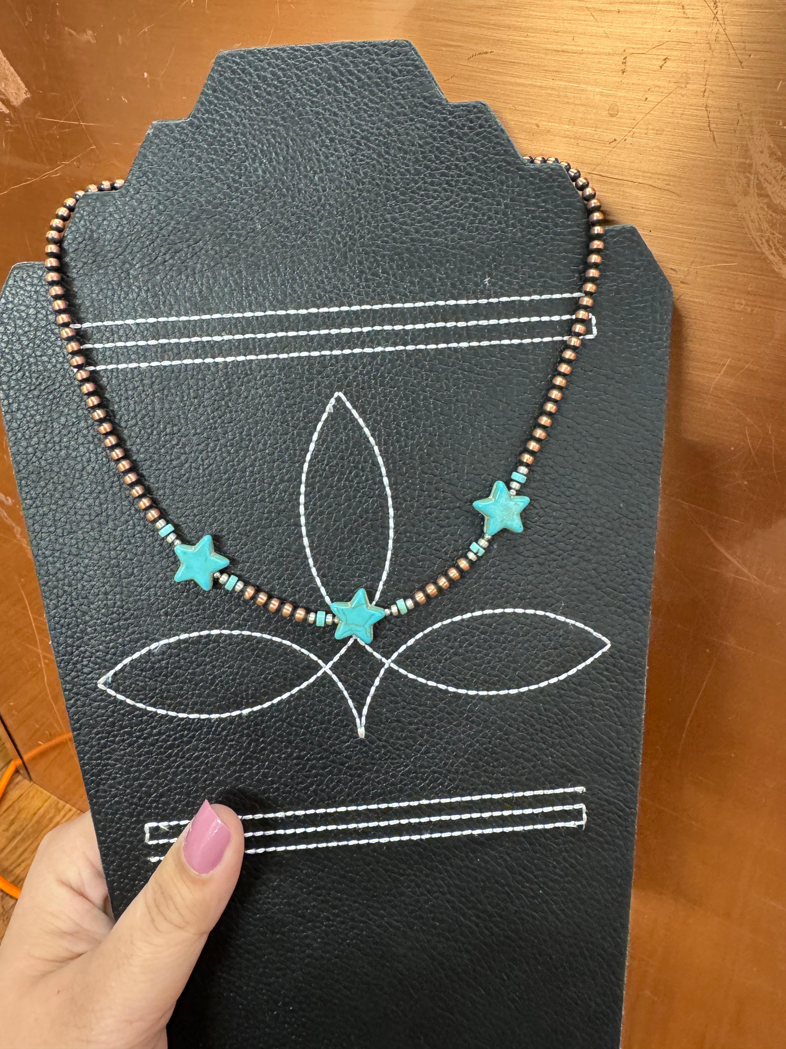 Copper & Turq Star Necklace