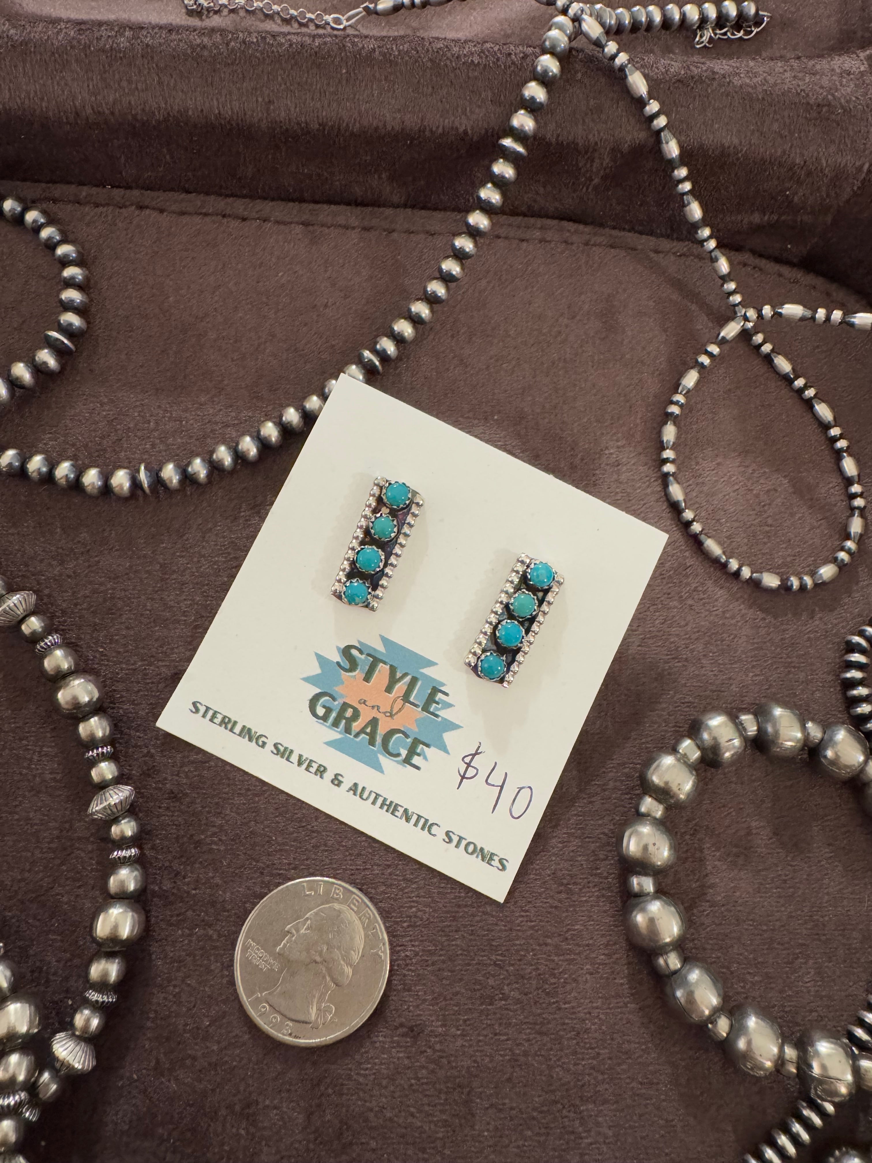 Turquoise Bar Drop Earrings