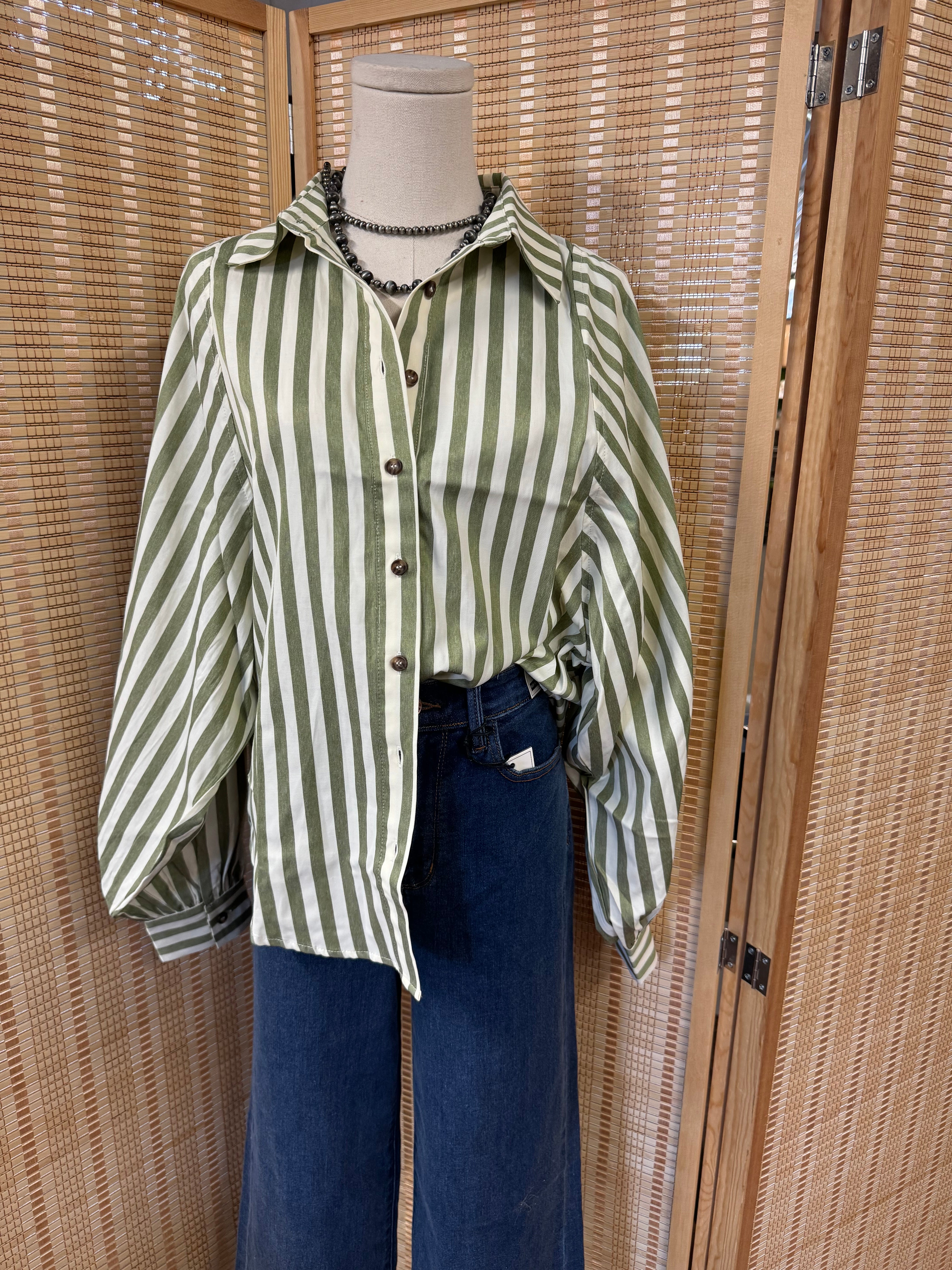 Green Striped Long Sleeve