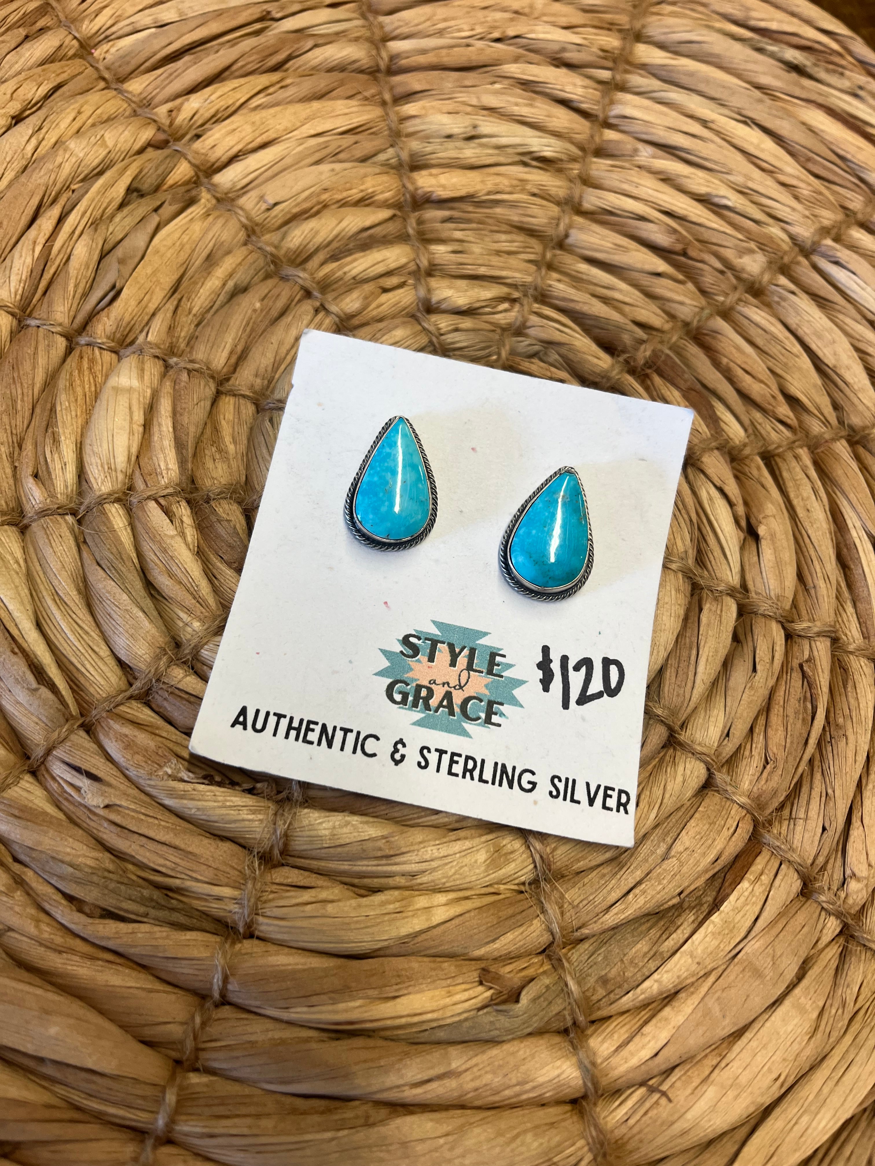 Turquoise Teardrop Stud Earrings