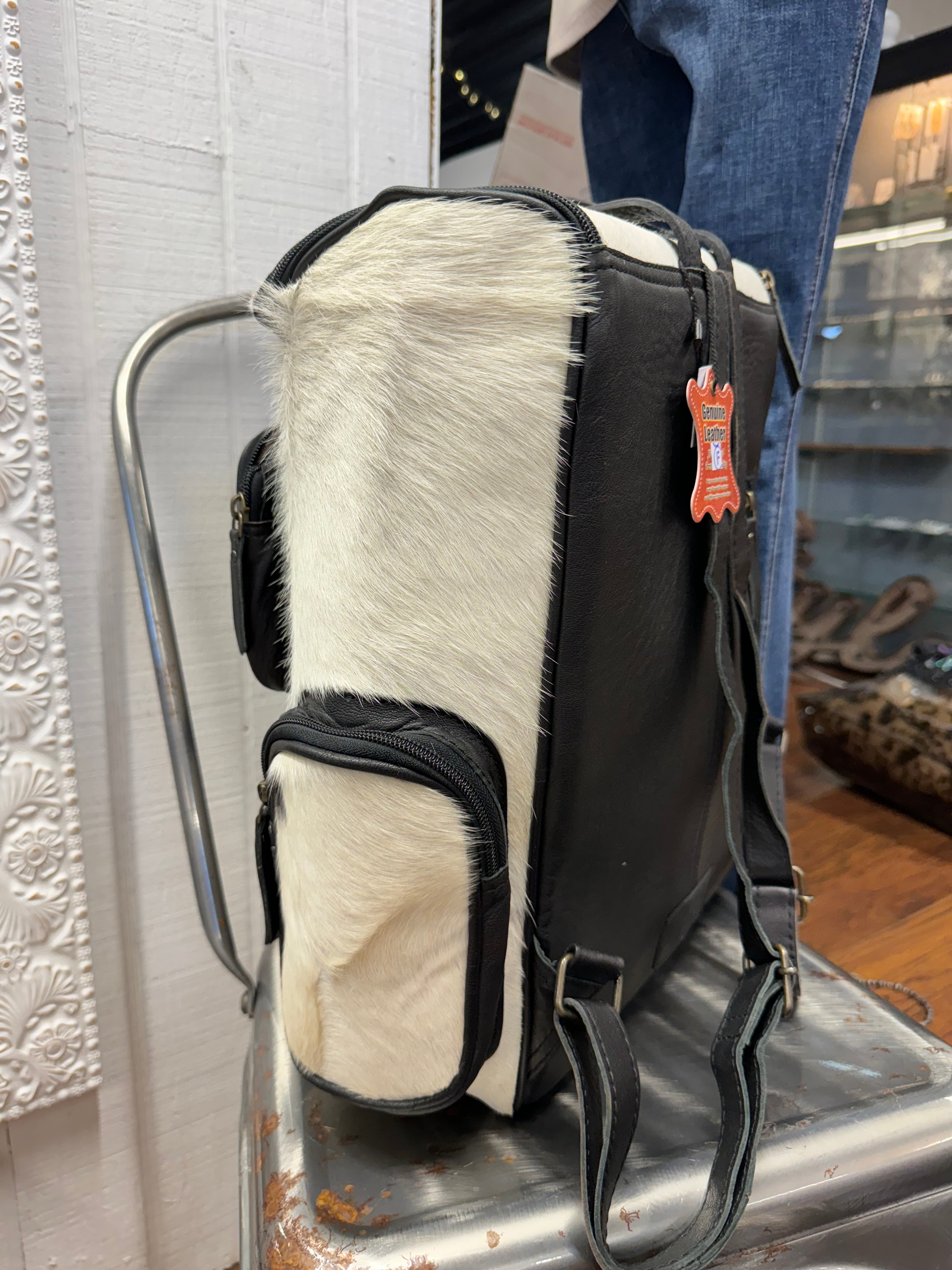 Extra Pockets Cowhide Backpack