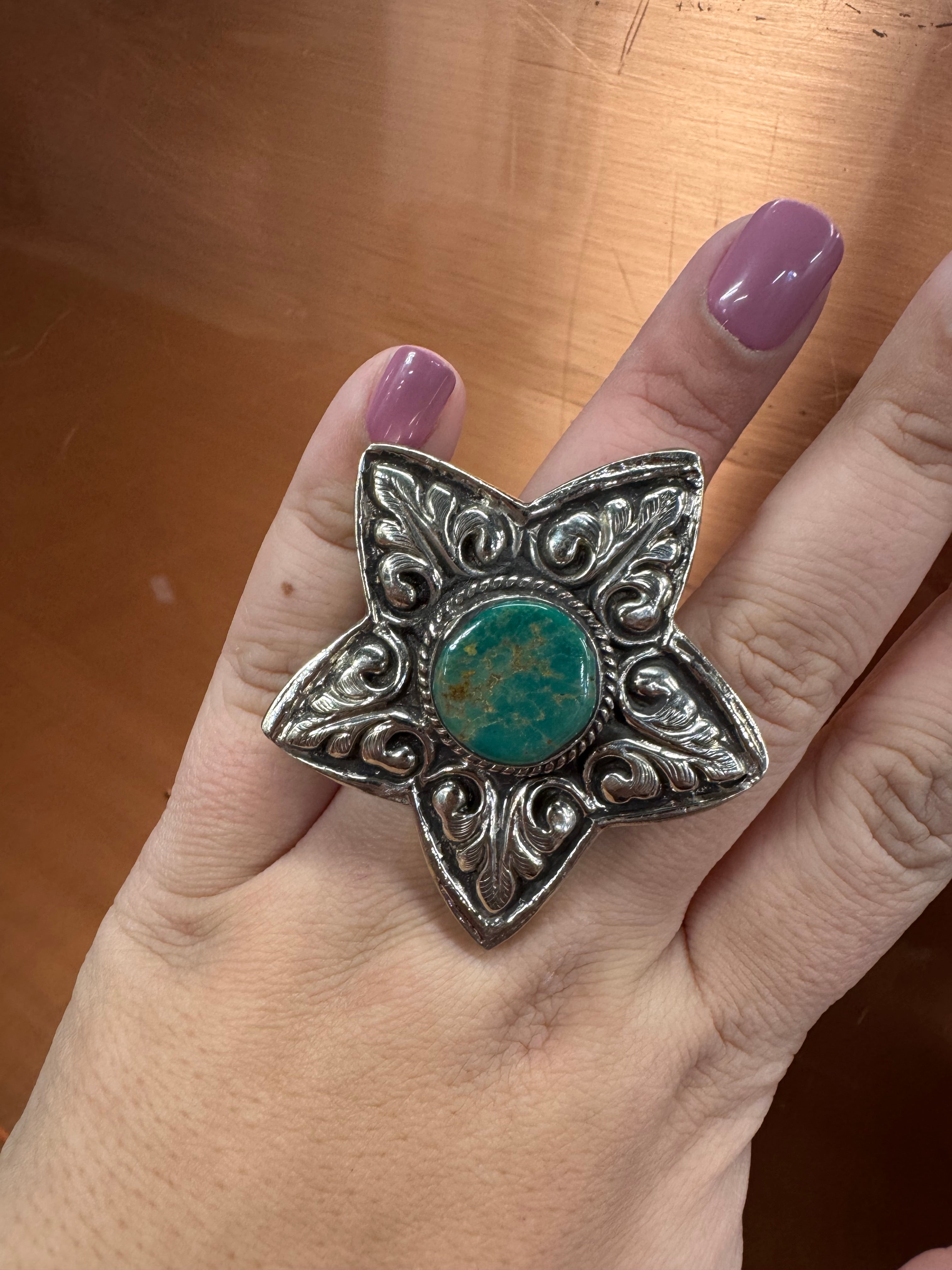 Turquoise Star Ring- Adjustable