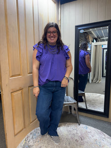 Violet Flutter Sleeve Top