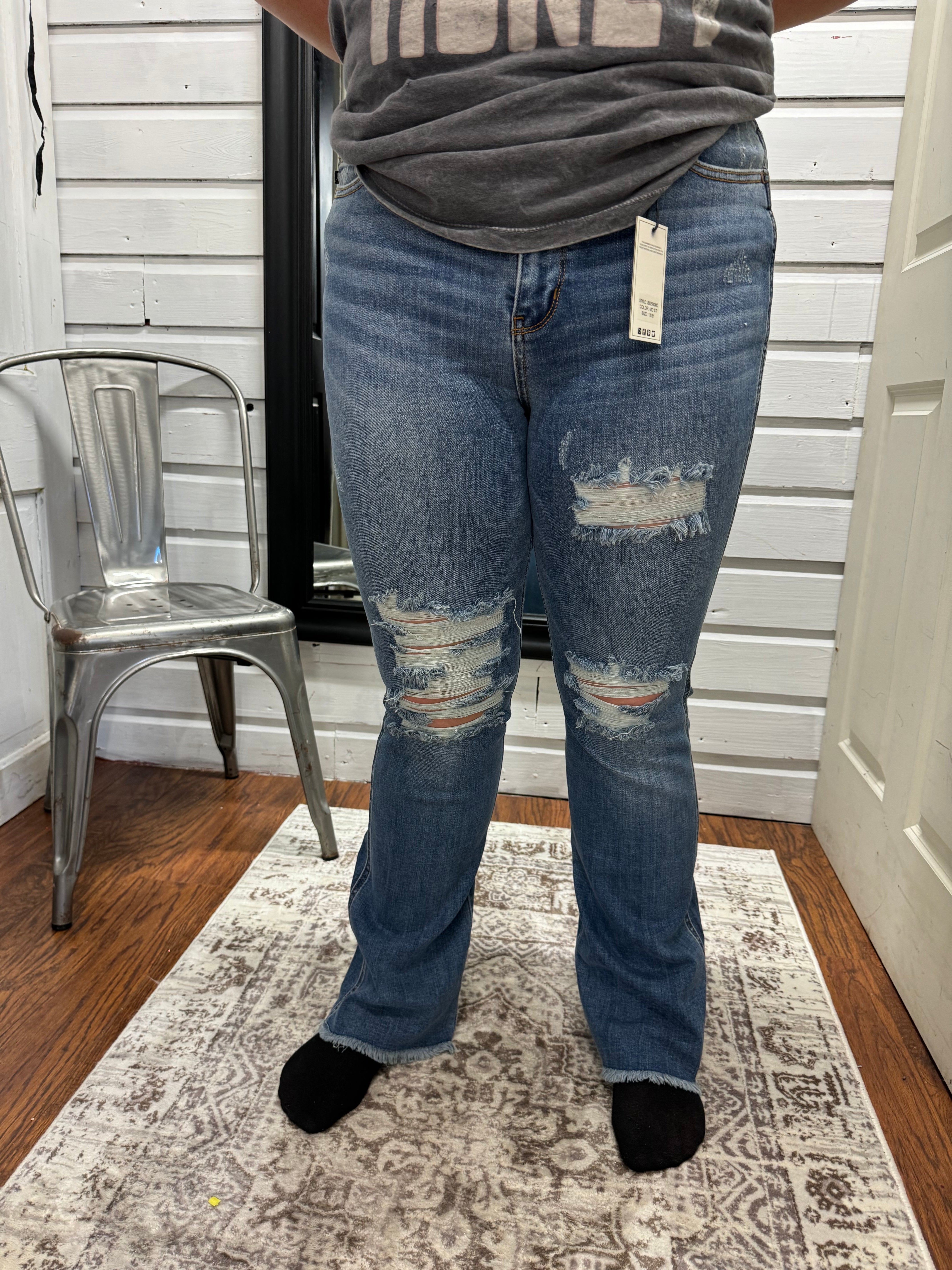 JB Distressed Bootcut Jeans