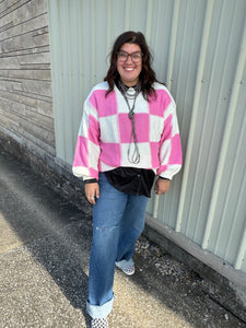 Pink Checkered Sweater