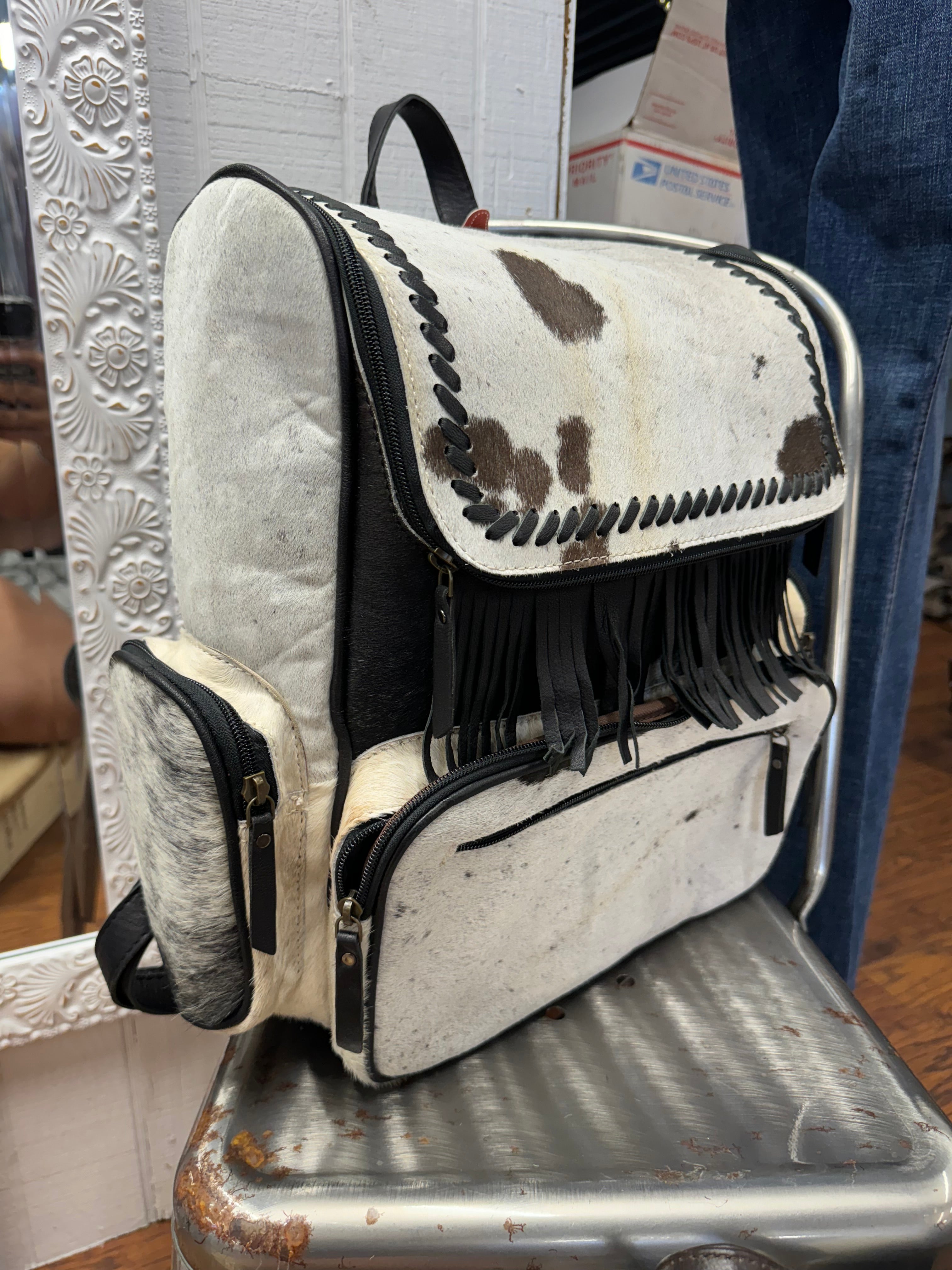 ‘Lil bit of Fringe Cowhide Backpack