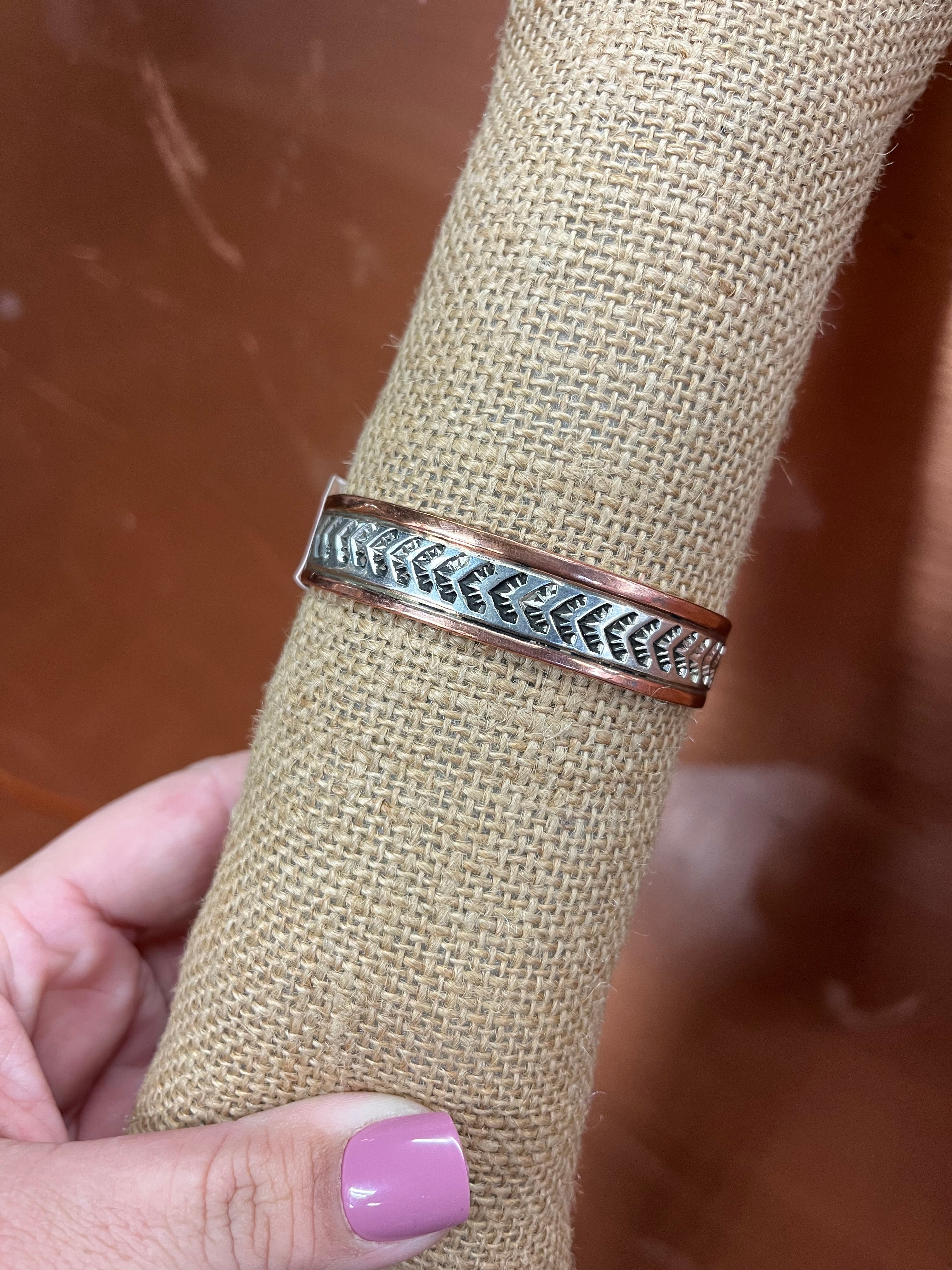 Copper and Sterling Silver Cuff Bracelet