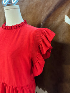 Red Ruffle Top