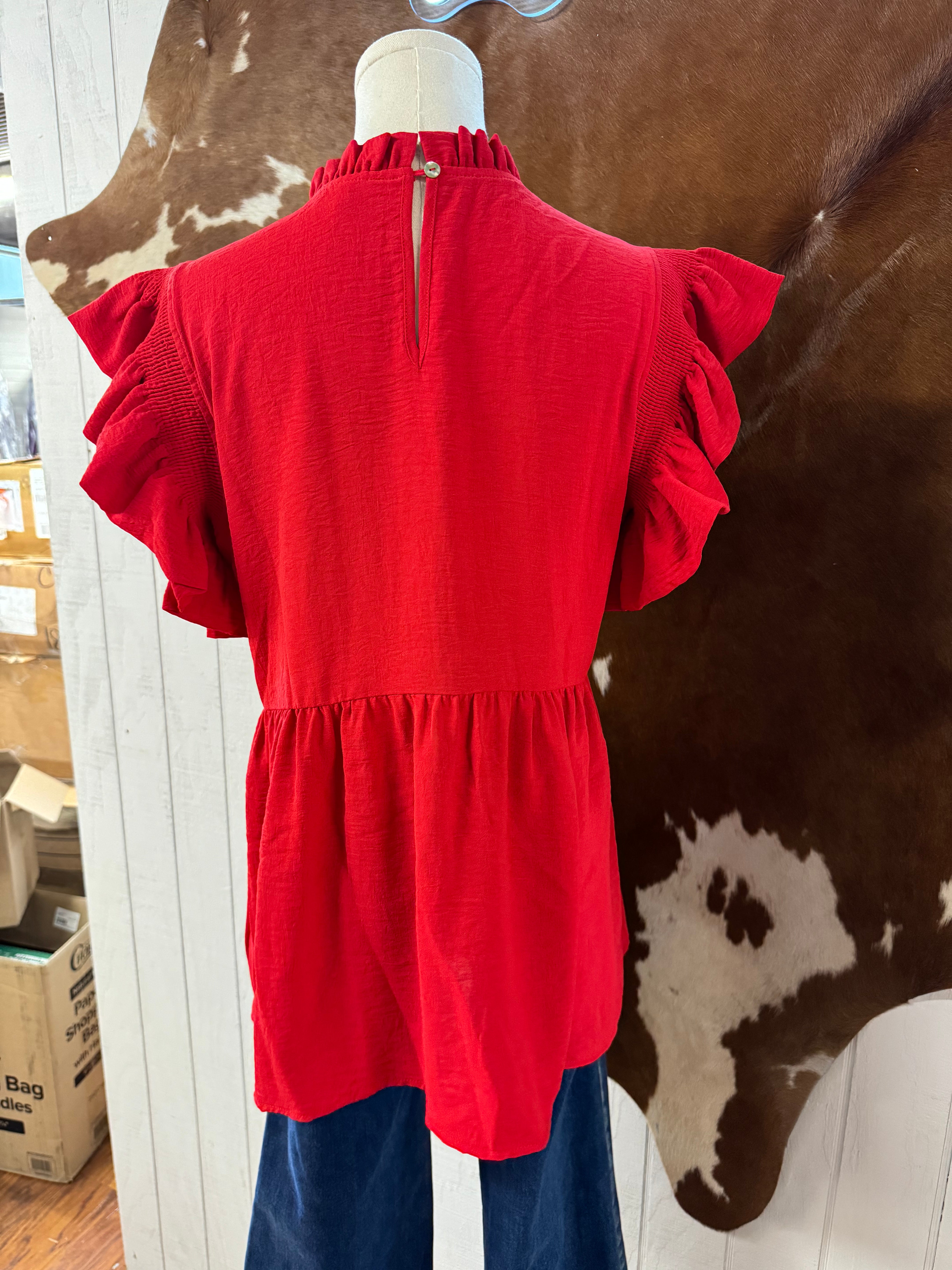 Red Ruffle Top